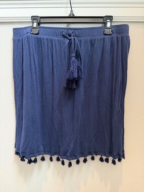 Lilly Pulitzer Navy Tassel Hem Strapless Navy Top Sz Small